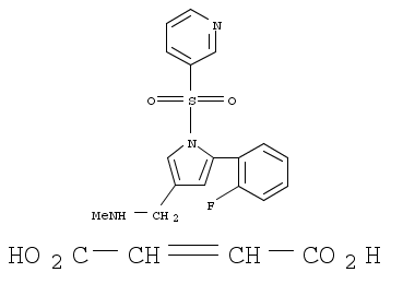1260141-27-2,1H-Pyrrole-3-methanamine, 5-(2-fluorophenyl)-N-methyl-1-(3-pyridinylsulfonyl)-, 2-butenedioate (1:1),5-(2-Fluorophenyl)-N-methyl-1-(3-pyridinylsulfonyl)-1H-pyrrole-3-methanamine 2-butenedioate; fumaric acid;1-[5-(2-Fluorophenyl)-1-(3-pyridylsulfonyl)pyrrol-3-yl]-N-methyl-methanamine; fumaric acid;